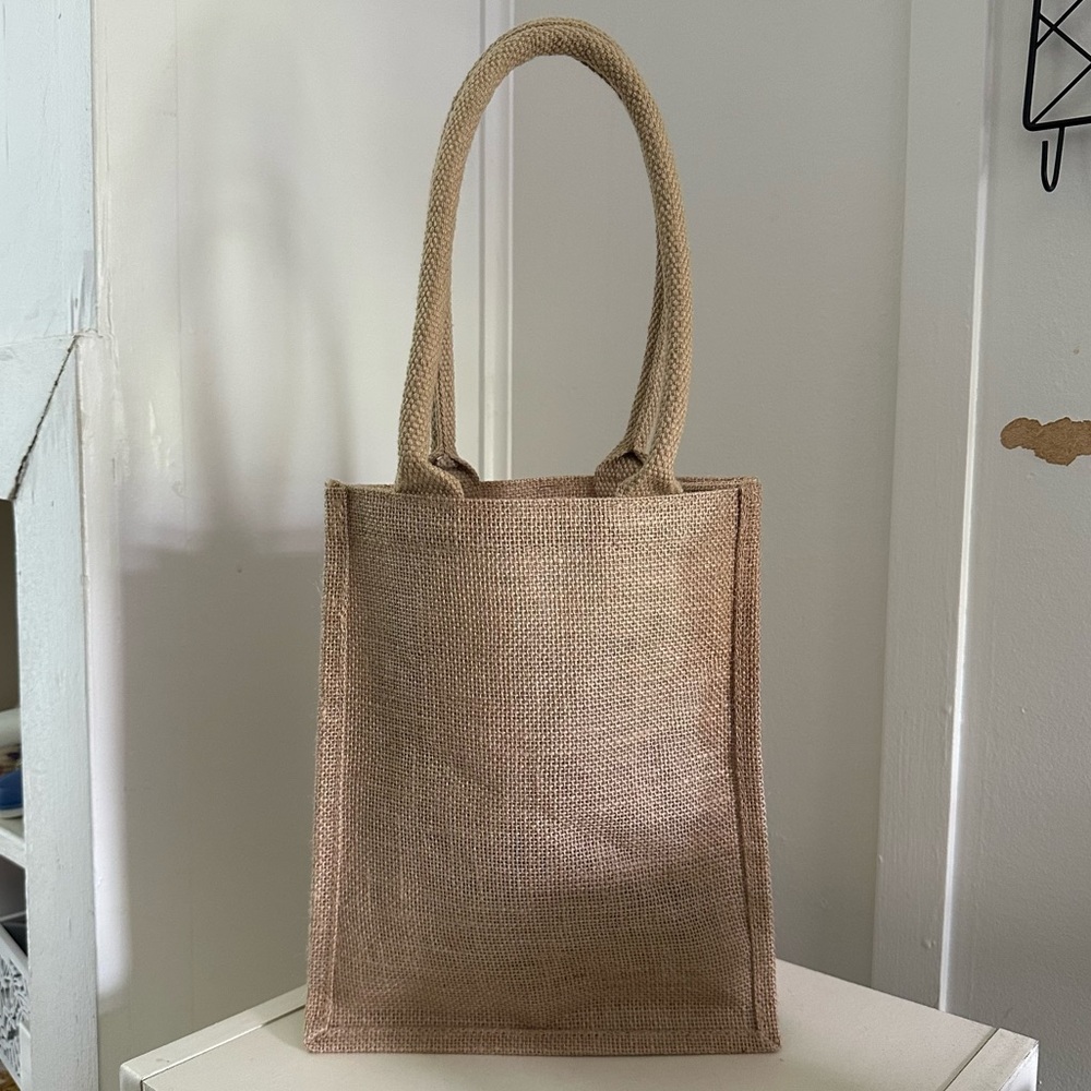 Reusable‎ Burlap Mini Tote Bag Beige